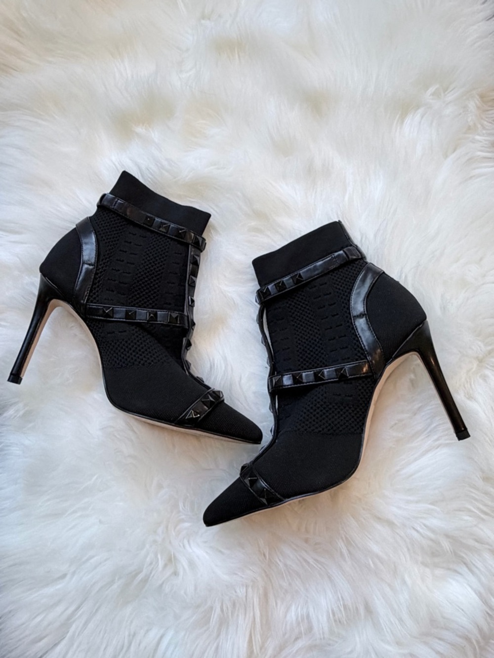 Jessica Simpson Black Studded Pointed Toe Ankle Booties